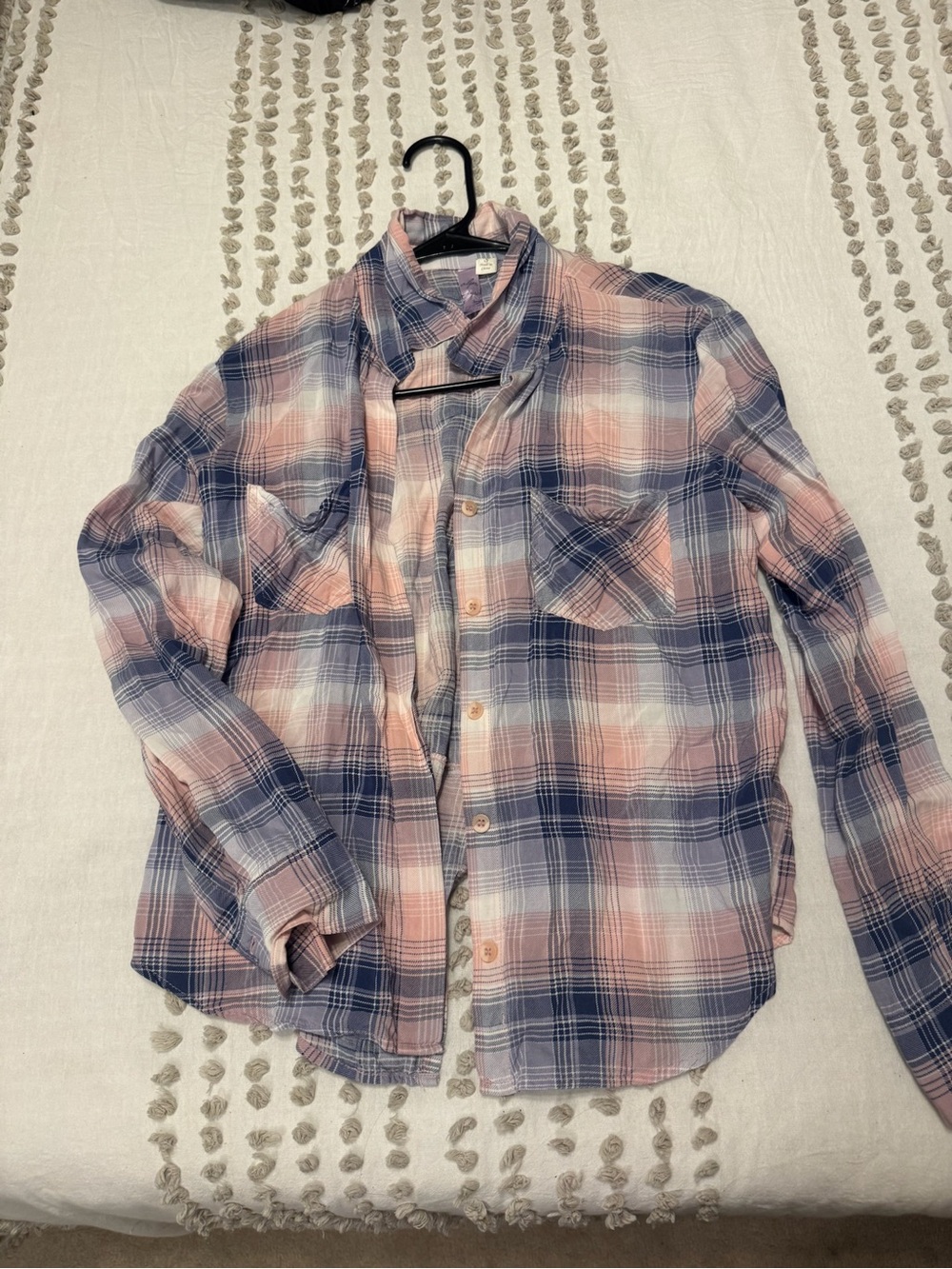 Women’s Plaid Button-Up Shirt in Pink & Blue